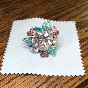 Large Swarovski Crystal Heart Ring 7